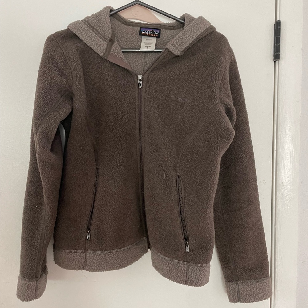 Patagonia Brown Fleece Hoodie Casual Zip-Up